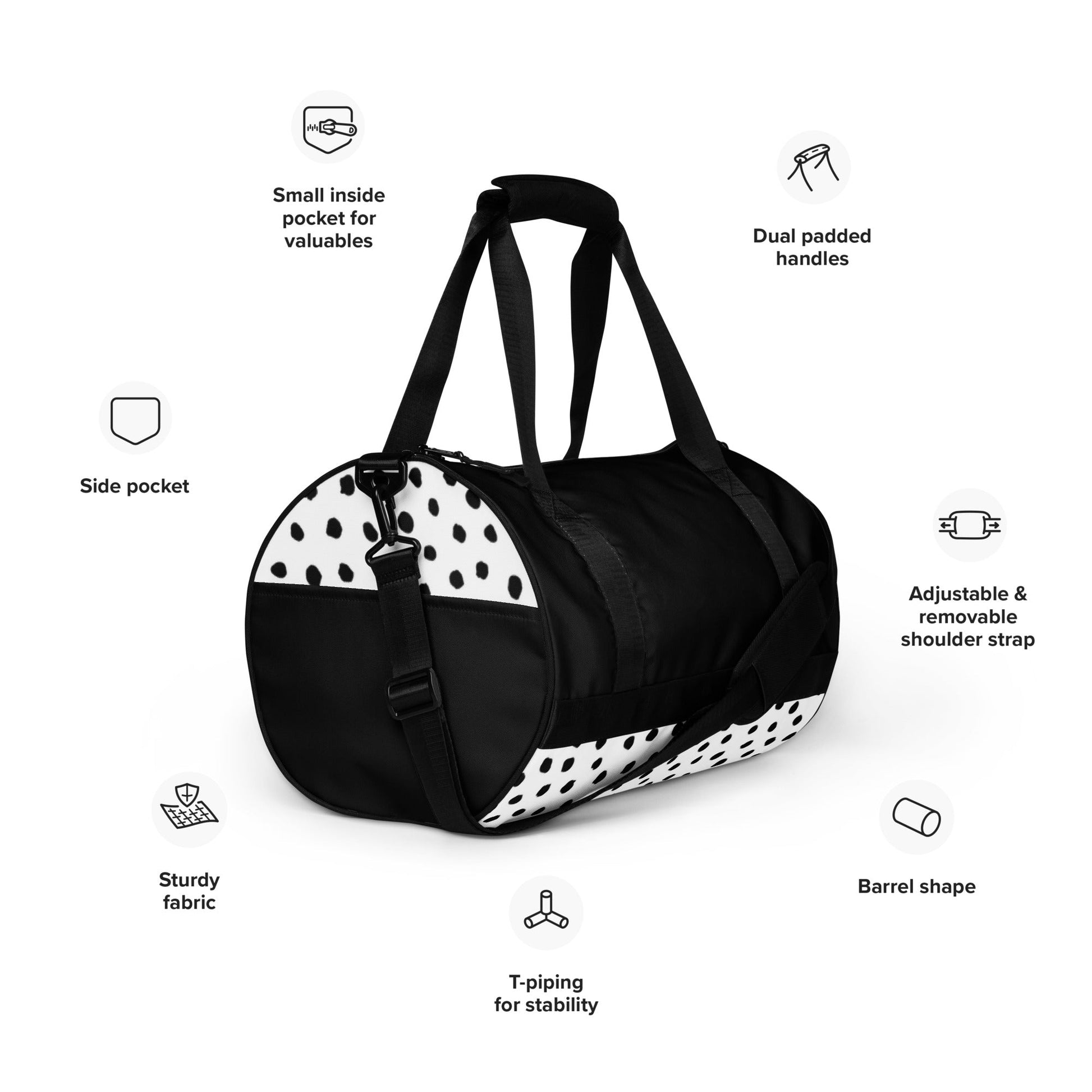 Essential Water Resistant Gym Bag- Polka Dots Play - Imbustalo