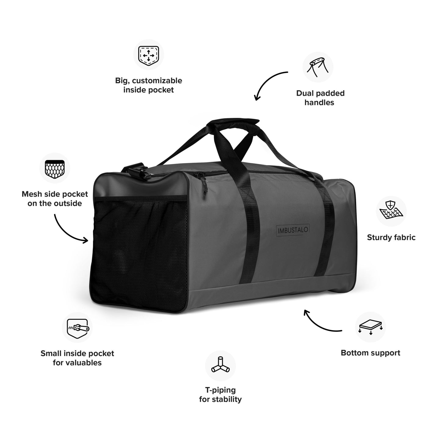 Steel Grey Duffle Bag - Imbustalo